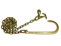 6 ft Grade 70 Chain With 15" J-Hook and Grab Hook and Hammerhead
